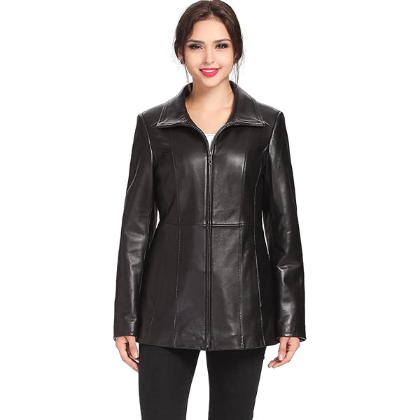 BGSD Women Irene Hooded Lambskin Leather Parka Coat (Also